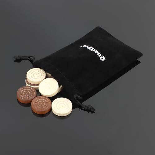 Wooden Checkers Pieces Only, 24 Wood Checkers Pieces with Storage Bag, Premium Wood Pieces for Backgammon, Ideal for Replacement or Spare Pieces (1.26”Diameter -Brown&Burlywood)