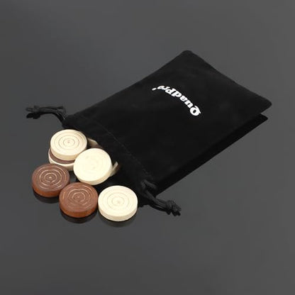 Wooden Checkers Pieces Only, 24 Wood Checkers Pieces with Storage Bag, Premium Wood Pieces for Backgammon, Ideal for Replacement or Spare Pieces (1.26”Diameter -Brown&Burlywood)
