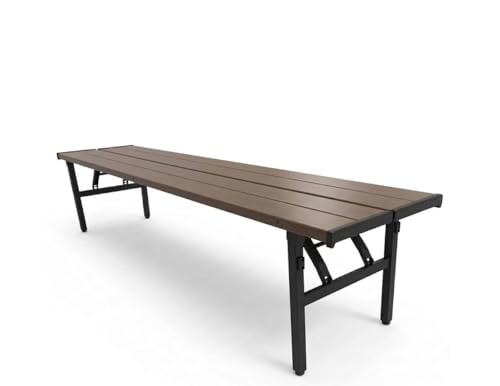 Collapsible Portable Folding Benches Seat for Outside Seating Soccer Sports Team Camping Foldable Bench Iron Tubes,Brown-59.25" - color: Brown-59.25", size: L59.25xW16.34xH17.52