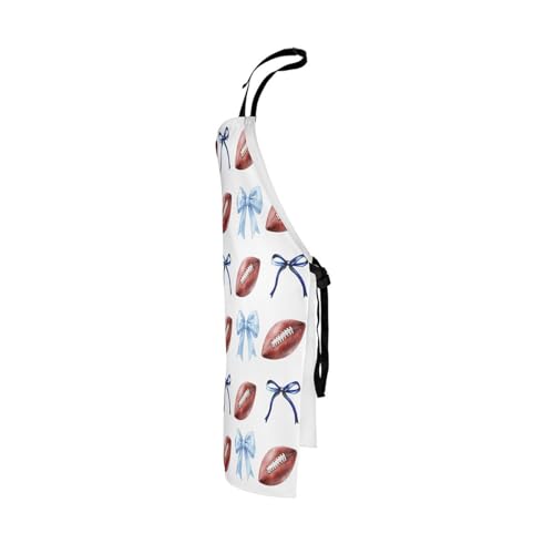 Manfei Blue Bowknot Kids Kitchen Apron - color: Blue White