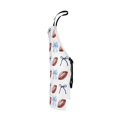 Manfei Blue Bowknot Kids Kitchen Apron - color: Blue White