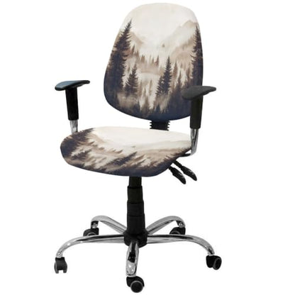 Savannan Office Chair Cover, Abstract Ombre Black Forest Protective Stretch Elastic Universal Cover for Desk Task Chair,Computer Rotating Chair 1 Pcs Watercolor Mountain Tree