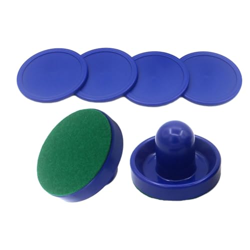 2 Pieces Air Hockey Pushers Air Hockey Pucks Tabletop Game Paddles Goal Handles Replacement Accessories with Design Suitable for Children - color: 2 Blue Pushers