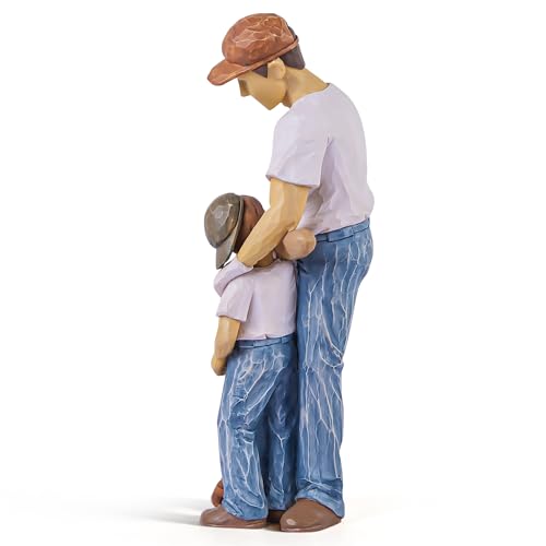 AIDLNS Father and Son Figurines, Dad and Son Play Baseball Hand-Painted Figures Gifts, for Dad Boys, Family Sculpture for Shelf Decor Desktop Home Decoration
