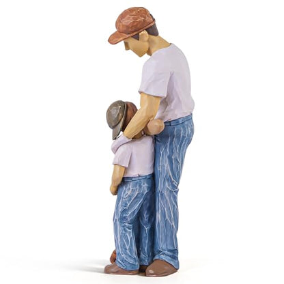 AIDLNS Father and Son Figurines, Dad and Son Play Baseball Hand-Painted Figures Gifts, for Dad Boys, Family Sculpture for Shelf Decor Desktop Home Decoration