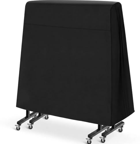Ping Pong Table Cover, Heavy Duty Folding Table Tennis Table Cover Windproof with Zipper & Buckles Universal Fit for 9x5 FT Indoor & Outdoor Folding Tables