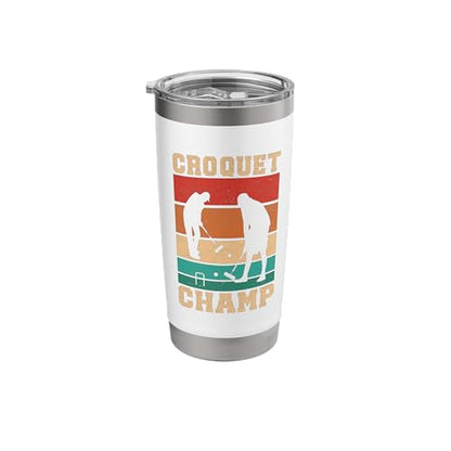 Croquet Champ Retro Funny Lawn Game Player Quote Stainless Steel Insulated Tumbler - color: White