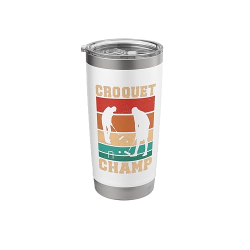 Croquet Champ Retro Funny Lawn Game Player Quote Stainless Steel Insulated Tumbler - color: White