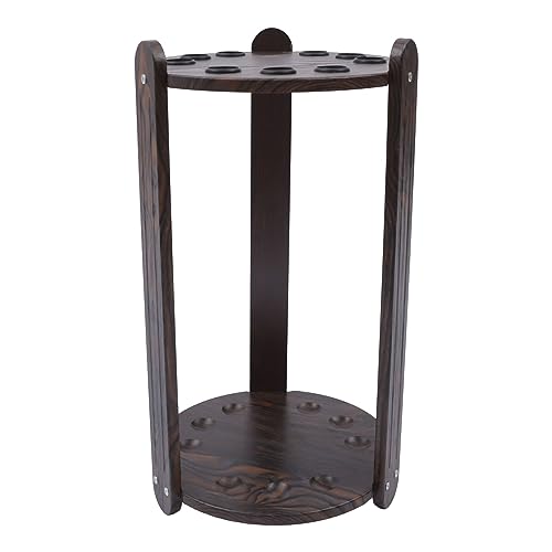 Pool Stick Holder Floor Stand 9-Cue, Wooden Billiard Cue Rack Freestanding Round Billiard Cue Rack Hold 9 Cues for Storing Golf Clubs Fishing Rods (9 Holes Round)