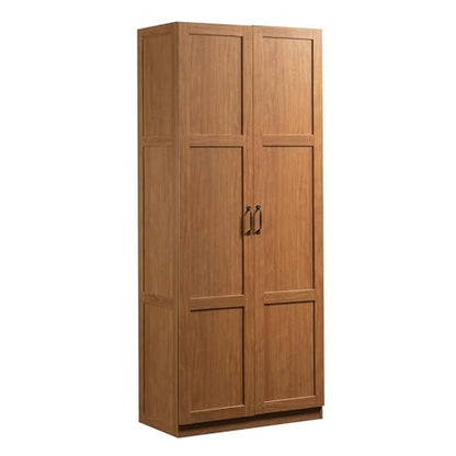 Sauder Select Storage Cabinet, Pantry Cabinet Kitchen Storage with Adjustable Shelves, Bathroom Storage Cabinet, in Highland Oak - color: Highland Oak