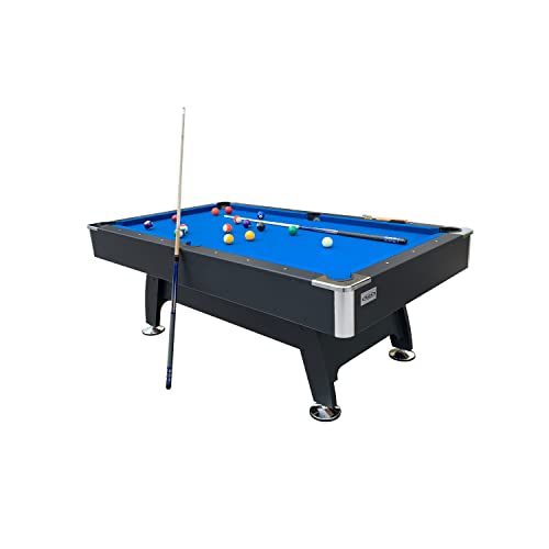 RACK Draco 7-Foot Tournament Billiard/Pool Table – Professional Competition Game Table - color: Blue Felt with Black Body