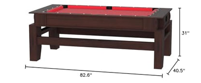 7ft Pool Table Air Hockey 2 in 1 Pool Table Red Felt - Billardhockey