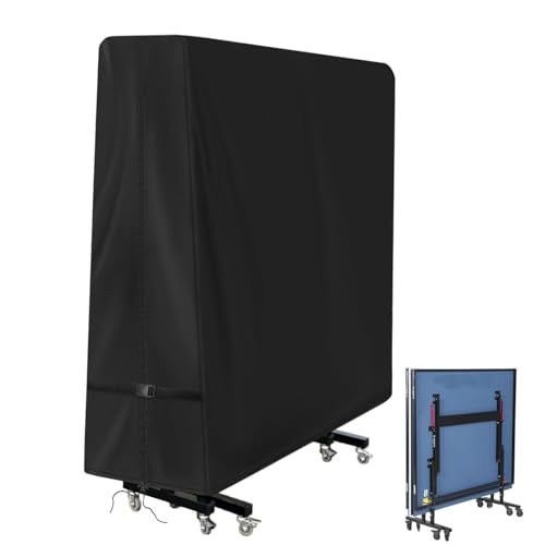 Ping Pong Table Cover, Outdoor & Indoor Waterproof Tennis Table Cover for Folding Ping Pong Table,600D Heavy-Duty All Weather Protection Dust Cover - 64'' x 26'' x 64''