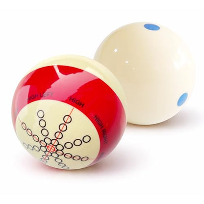 Pool Billiard Cue Ball Training Set, 2-1/4" Regulation Phenolic Resin, 6 Dot Measle & Aim Target Practice Balls, Spin & Accuracy Training Aid for Beginners & Advanced Players - color: Cue Ball + Blue Dot Set