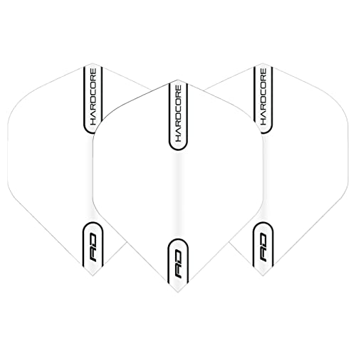 RED DRAGON Hardcore White Extra Thick Standard Dart Flights - 5 Sets Per Pack (15 Dart Flights in Total)