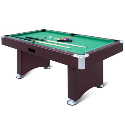 RAYKEEP 4FT/6FT Billiard Table, Portable Pool Table Set, Pool Game Table w/ 2 Cue Sticks, Ball Set for Adults Kids Family Game Room - color: 6FT Green