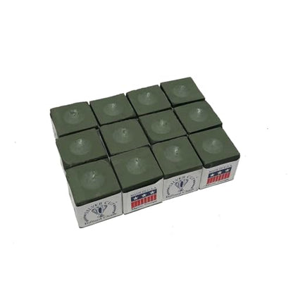 Silver Cup Billiard CHALK - ONE DOZEN - color: Olive