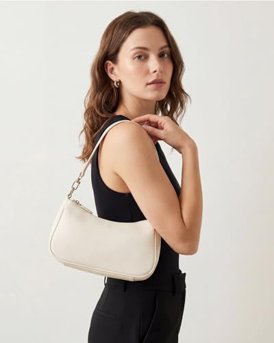 VODIU Clutch Tote Handbags with 2 Removable Straps and Zipper Closure Crossbody Bags Shoulder Purse Handbag for Women - color: White