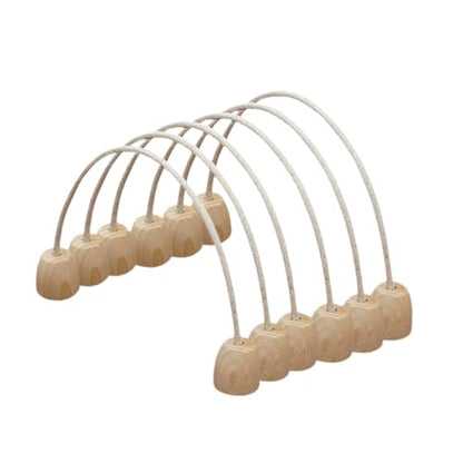 6 Pieces Portable Croquet Hoops Rope Croquet Wickets with Wood Base Indoor Outdoor Game Lawn Backyard Park Suitable for Children