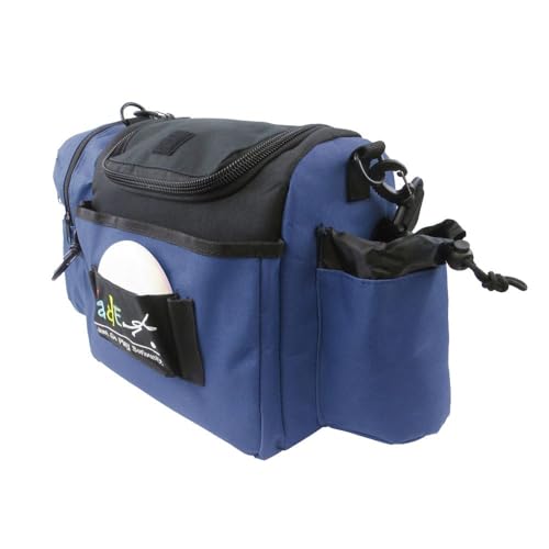 Mint Discs Fade Gear Crunch Box Disc Golf Bag | Black | Beginner Disc Golf Bag | 14+ Disc Capacity | Shoulder Strap & Harness Option - color: Navy Blue, size: Shoulder Strap