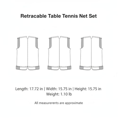 Retractable Table Tennis Net Set, Tool-Free Clamp Design for Dining & Office Tables, Portable ABS Plastic Ping Pong Net with Posts - color: Gray
