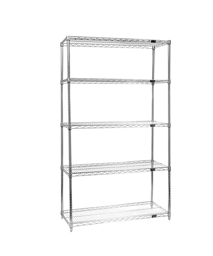 Quantum Storage Systems WR86-1248C Starter Kit Wire Shelves Chrome 4 Shelves 86" H x 48" W x 12" D - size: 86H x 48W x 12D