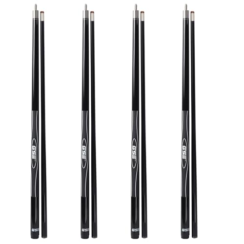 GSE Games & Sports Expert 58" 2-Piece Fiberglass Graphite Composite Billiard Pool Cue Sticks (Several Colors Available, Weight from 18oz, 19oz, 20oz, 21oz) - color: Black, style: set of 4