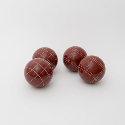 BuyBocceBalls Listing - Made in USA, Premium Quality Tournament Bocce Set - 107mm Dark Red and Green Balls, Nylon Blue/Yellow Bag, 920 Grams (2 lbs. 1 oz.).