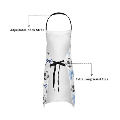 Manfei Blue Bowknot Kids Kitchen Apron - color: Blue Black
