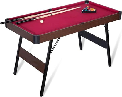 Folding Pool Table, Portable Billiard Game Table for Kids and Adults, Mini Pool Table with Locking Legs and Adjustable Feet, Complete Set with Balls Cues Triangle Chalk Brush - color: A