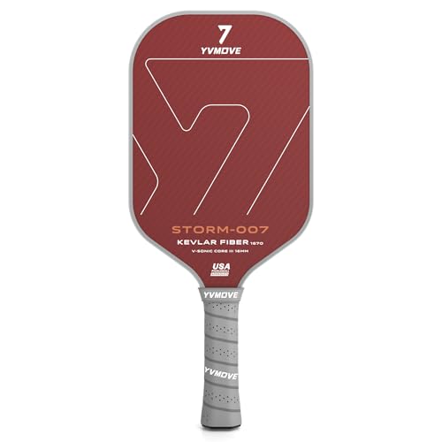 YVmove USAPA Approved Raw Carbon Fiber Pickleball Paddle, 16mm Thermoformed Pickleball Racket with High Spin & Extended Grip, Professional Pickleball Paddle for Control and Power - color: Red
