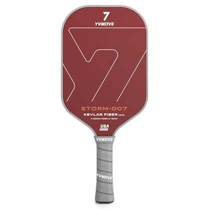 YVmove USAPA Approved Raw Carbon Fiber Pickleball Paddle, 16mm Thermoformed Pickleball Racket with High Spin & Extended Grip, Professional Pickleball Paddle for Control and Power - color: Red