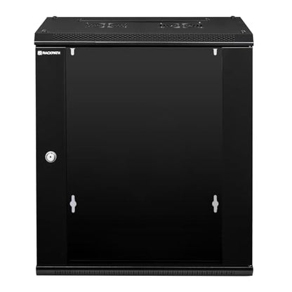 RackPath 12U Wall Mount Network Rack Cabinet – Quiet Cooling Fan, Locking Glass Door, 17.7" Deep (450mm), Removable Locking Side Panels, Fits 19" IT & A/V Equipment - size: 12U