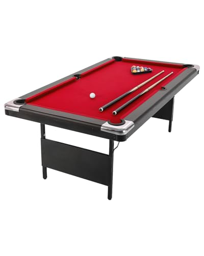 6,7 Foot Foldable Pool Table, Portable Billiards Table for Adults with Full Accessories Set, Mesa De Billar Includes 16 Balls, 2 Cue Sticks, Chalk, Rack & Brush, Game Room Table for Home - color: Red, size: 7FT
