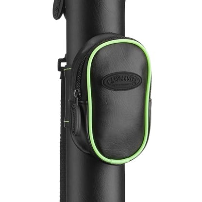 Casemaster Q-Vault Supreme Billiard/Pool Cue Hard Case, Holds 1 Complete 2-Piece Cue (1 Butt/1 Shaft) - color: Black with Green Trim