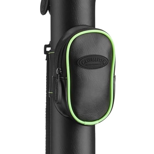 Casemaster Q-Vault Supreme Billiard/Pool Cue Hard Case, Holds 1 Complete 2-Piece Cue (1 Butt/1 Shaft) - color: Black with Green Trim