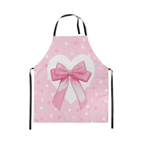 Manfei Blue Bowknot Kids Kitchen Apron - color: Pink
