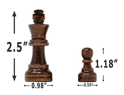 DA VINCI Staunton Wood Chess Pieces 32 Chessmen and Storage Bag (2.5 Inch King) - size: 2.5 Inch King