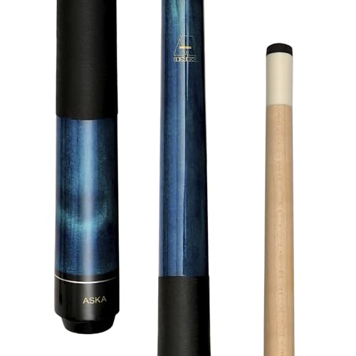 ASKA Short Kids Cue Stick, Canadian Hard Rock Maple, 13mm Hard Tip - color: 36-inches Blue, Wrap (LEC36BLU)