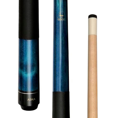ASKA Short Kids Cue Stick, Canadian Hard Rock Maple, 13mm Hard Tip - color: 36-inches Blue, Wrap (LEC36BLU)
