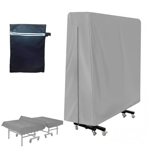 Outdoor Ping Pong Table Cover Outdoor Waterproof Table Tennis Cover Ping Pong Protection for Outdoor Indoor 9x5 FT Folding Tennis Tables 210D Universal with Storage Bag - color: Grey, size: 62.2in*29.5in*53.1"