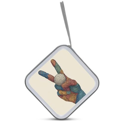 Hand with Peace Sign Holding Golf Ball CD Case DVD Storage Case Portable for Car Home Travel