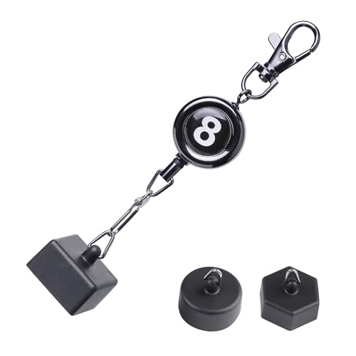 Billiard Chalk Holder–Cue Chalk Holder Clip Setwith Retractable Key Ring with 3 Interchangeable – Hexagon Cylinder Square Designs