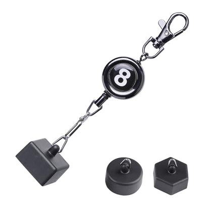 Billiard Chalk Holder–Cue Chalk Holder Clip Setwith Retractable Key Ring with 3 Interchangeable – Hexagon Cylinder Square Designs