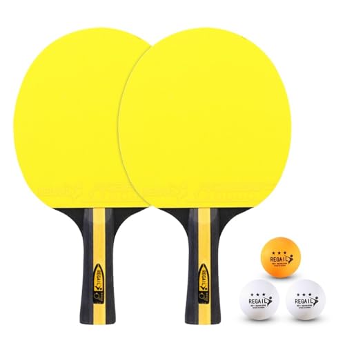 2 Pack Table Tennis Sets with 3 Balls and Carry Bag – Beginner Paddles for 2 Players, Durable Polar Wood Rackets and Zippered Case - color: Yellow B
