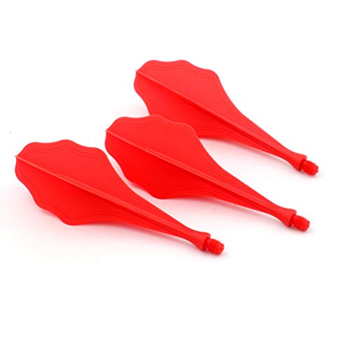 CUESOUL TRAJ AK8 New Integrated Dart Flights and Shafts Wave Shape,Very Slim Dart Flight 3 Sets - color: Wave Shape-Red