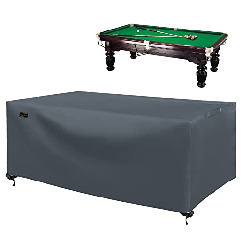 CHINCHILLA 7/8/9 ft Pool Table Cover, Waterproof Sunscreen Billiard Cover Polyester Fabric ，for Snooker Billiard Table Cover - color: Gray, size: 7FT- (92"L x 52"W x 33"H)