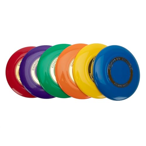 Cosom Flying Discs, Flying Sports Disc for Kids, Outdoor Activities for Kids, Party Games for Children, Easy Catching Disc, Accurate Throwing, 9" Diameter, 109 gram, Set of (6) Colors