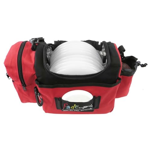 Mint Discs Fade Gear Crunch Box Disc Golf Bag | Black | Beginner Disc Golf Bag | 14+ Disc Capacity | Shoulder Strap & Harness Option - color: Red, size: Shoulder Strap