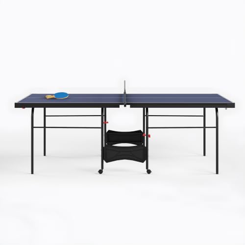 Zevemomo Table Tennis Table, Foldable Ping Pong Tables w/ 2 Paddles 3 Balls - color: Blue